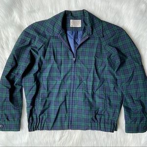 Pendleton Blue & Green Plaid Zip Bomber Jacket